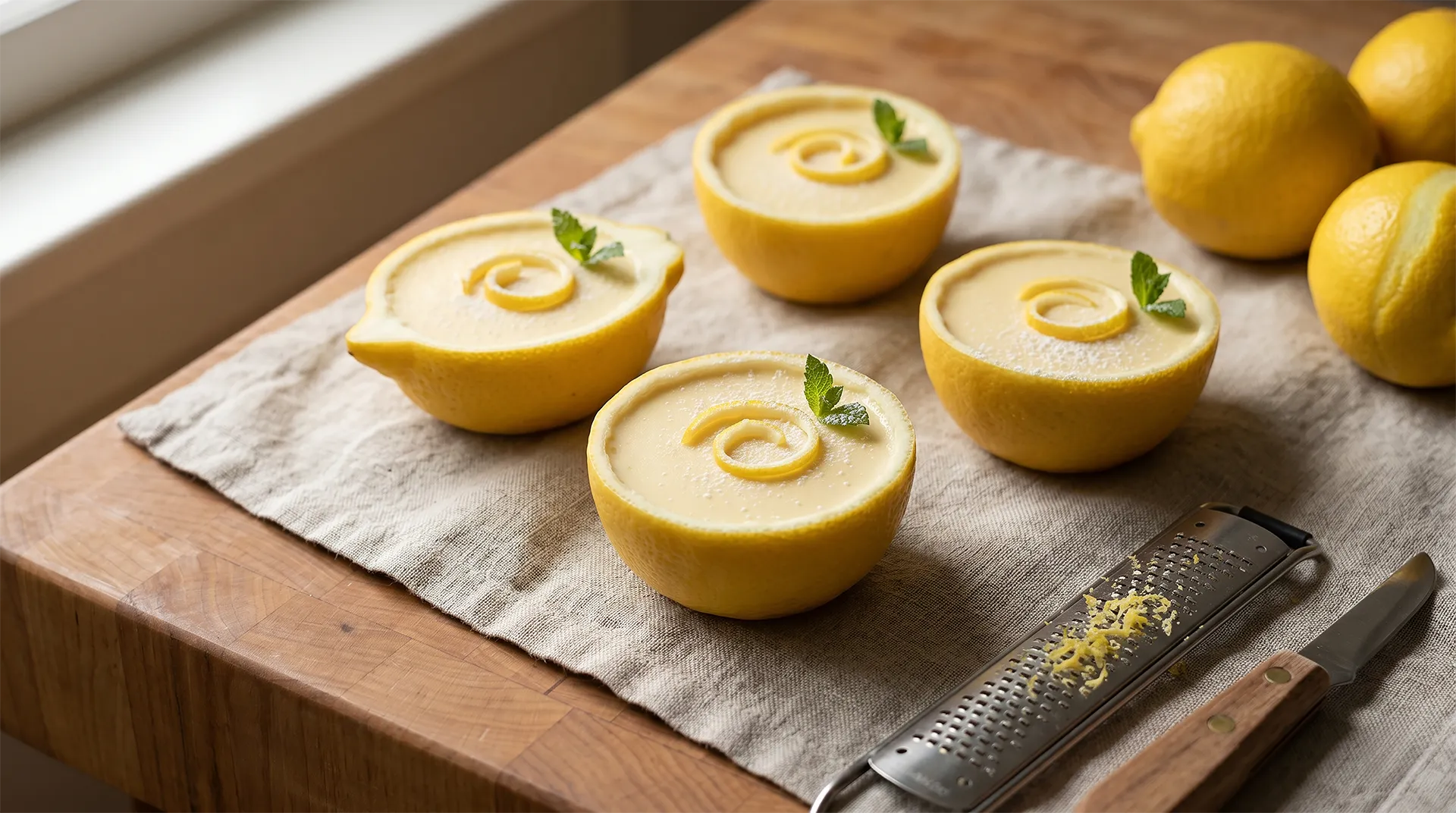 Lemon Posset in Lemon Shells